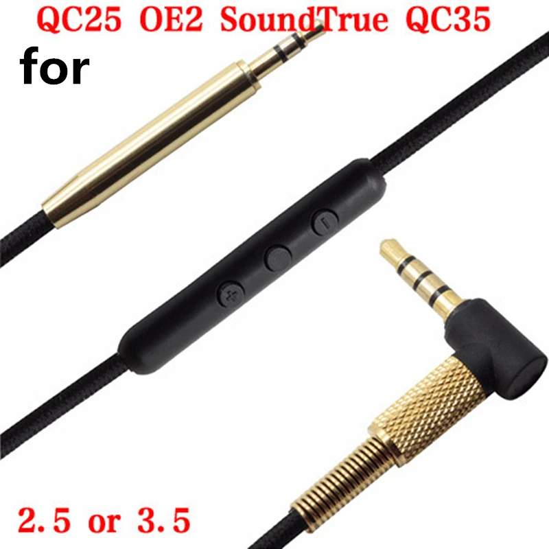 Фото Обновленный кабель для наушников Bose QC25 OE2 AE2 QC35 SoundTrue, встроенный микрофон, удаленный аудиокабель для iPhone, Andriod, высокое качество №2