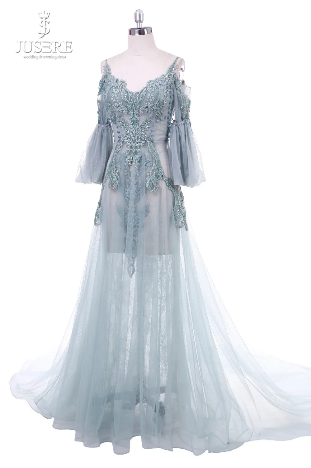 Jusere 2019 Haute Couture Реальные фотографии вышивка кристаллами А-силуэта вечерние платья