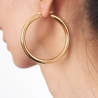 manilai wide stainless steel tube hoop earrings for women punk statement earrings brincos fashion jewelry 55mm diameter