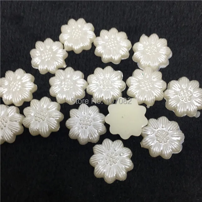 

100 шт 13 мм цвета слоновой кости жемчуг цветок маргаритки плоские кабошоны Конфетти украшения изделия из Смолы Скрапбукинг