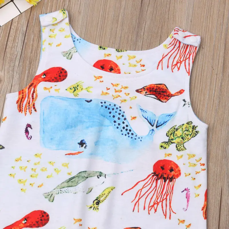 Newborn Baby Boy Girls Whale Sleeveless Romper Jumpsuit Playsuit Outfits Clothes |