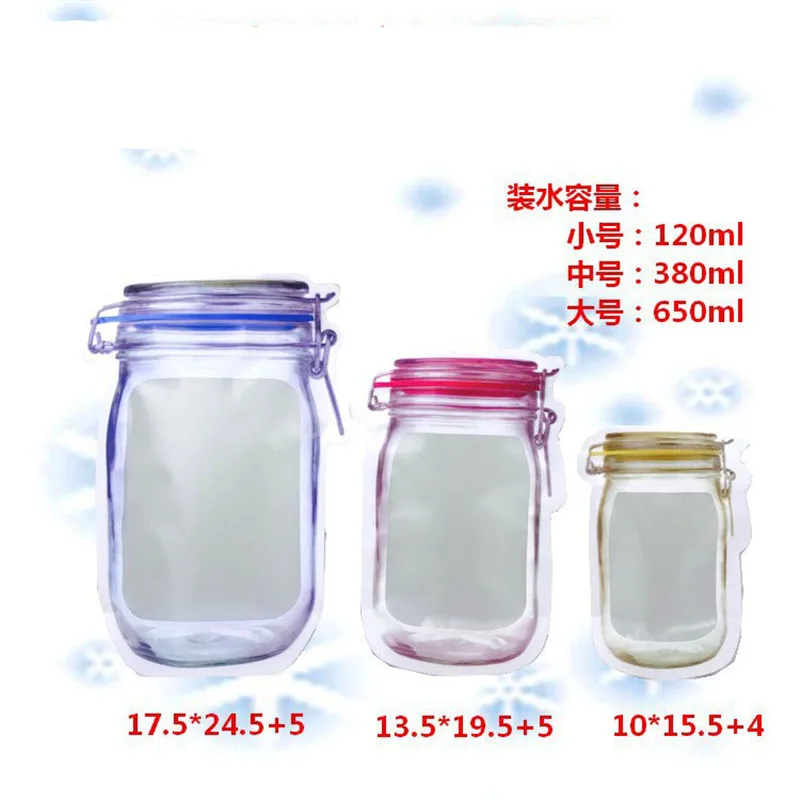 1Pcs Bottle shape Clear storage Bag Plastic Resealable Baggy Grip Self Seal Reclosable Zip Lock Bag For Kitchen Sundries Storage
