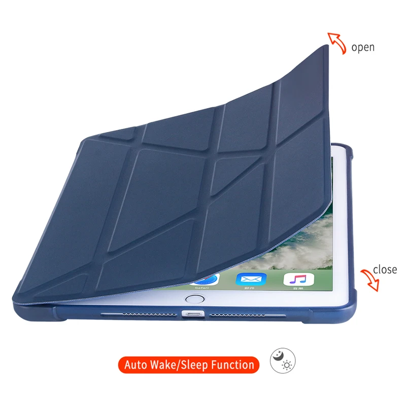 Universal Simple Silicon Clear Back Shell Leather Case for iPad 9.7 inch 2018 Foldable Stand Smart Cover With Pen Tray | Компьютеры и