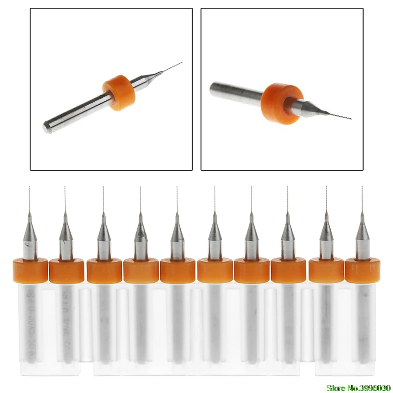 

New 10Pc 0.3mm Tip 1/8" Shank Spiral Flute Tungsten Carbide Micro PCB Drill Bits