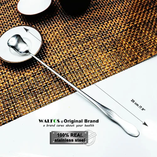 K 20 cm(7.9 inch) WALFOS, кофейная ложка с длинной ручкой из нержавеющей стали, мороженое, десерт, чайная ложка для пикника, кухонные аксессуары - Цвет: K 20 cm(7.9 inch)