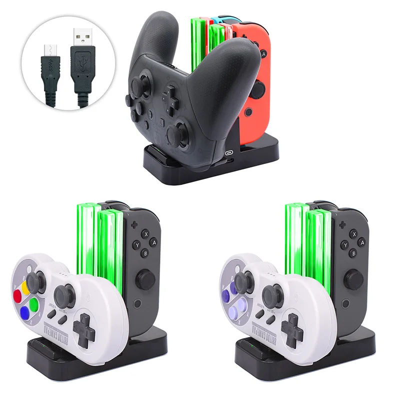Светодиодный зарядная док-станция для контроллера nintendo Switch контроллер Joy-con зарядная станция и Pro NS Switch 4 в 1 зарядное устройство для геймпада