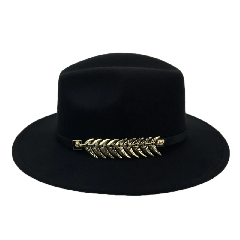 Зимняя Фетровая Шляпа Fedora с металлическим ремнем Женская фетровая шляпа