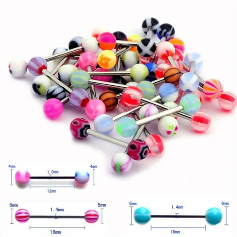 

15Pcs/Lot Mix Color Barbells Resin Round Ball Eye Eyebrow Rings Stainless Steel Bar Body Piercing Jewelry Wholesale