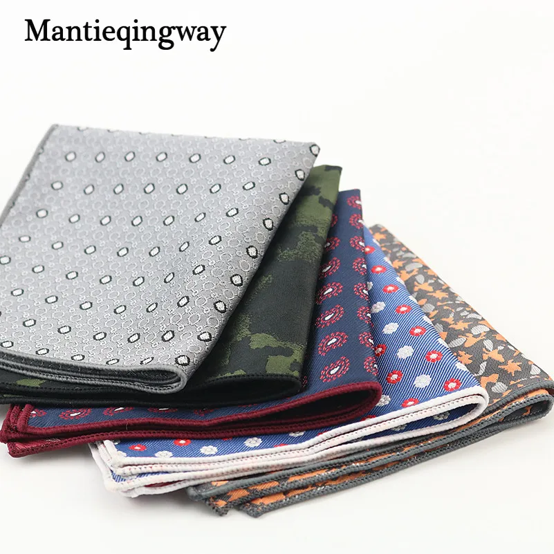 Mantieqingway Пейсли Цветочный Узор в горошек платок мужской деловой костюм полиэстер Карманный квадратный темно-синяя полоса красные носовые платки