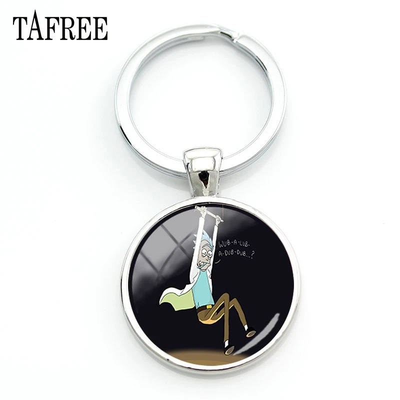 TAFREE Рик и Морти модный брелок художественное изображение стеклянный купол ключи цепочки ключи кольца Подарки для автомобильных ключей ручной работы мужские ювелирные изделия QF454 - Цвет: QF447