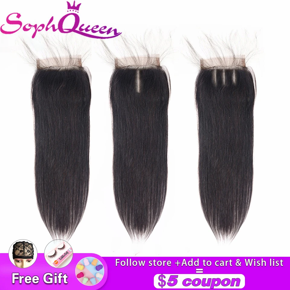 Soph Queen 4*4 бразильские прямые человеческие волосы без застежки/Средняя/три части 8