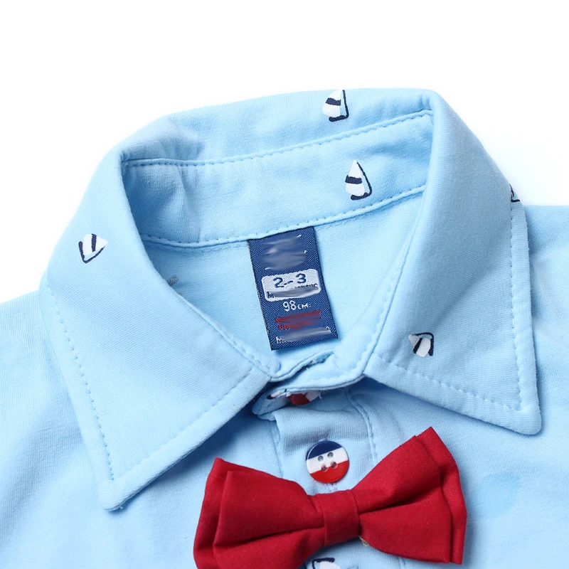 2017 г. Рубашка поло для мальчиков с галстуком бабочкой одежда маленьких хлопковая