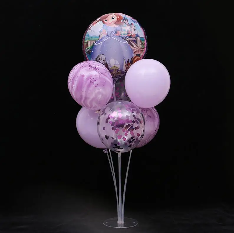 1 комплект София фиолетовые шарики ко дню рождения палка DIY Единорог Anniversaire вечерние декоративные шары из латекса настольные плавающие воздушные шары держатель колонки - Цвет: Sofia