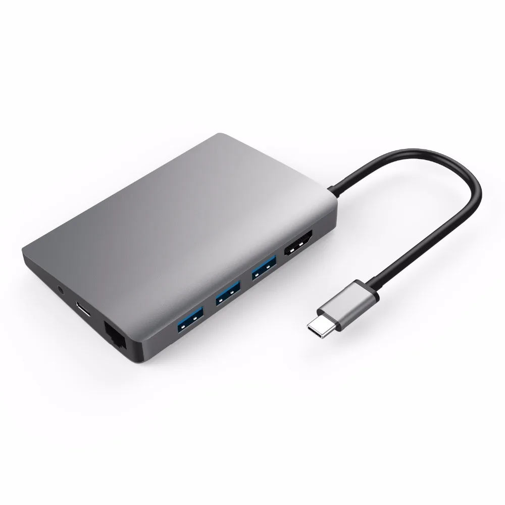Концентратор USB Type C 3 1 до 4K HDMI совместимых с 5 мм разъем для наушников VGA RJ45 SD/TF 0