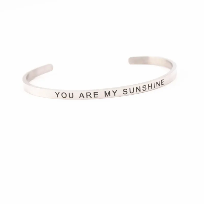 YOU ARE MY SUNSHINE Браслет с мантрой из нержавеющей стали, вдохновляющие браслеты Prosecco queen, подарок для женщин - Окраска металла: YOU ARE MY SUNSHINE