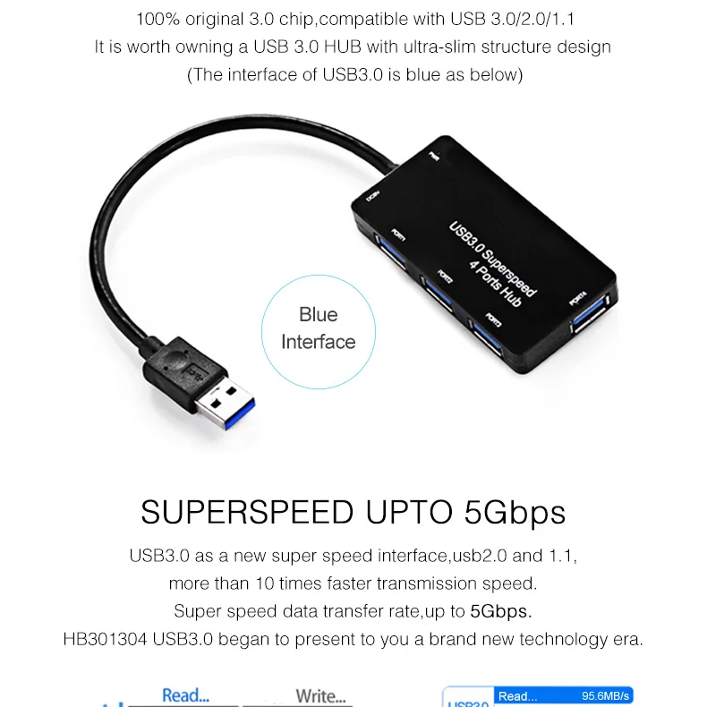 Микро usb-хаб 3,0 высокоскоростной 4 порта Usb адаптер мульти концентратор 5 Гбит/с Mni Usb разветвитель для компьютера ПК Аксессуары