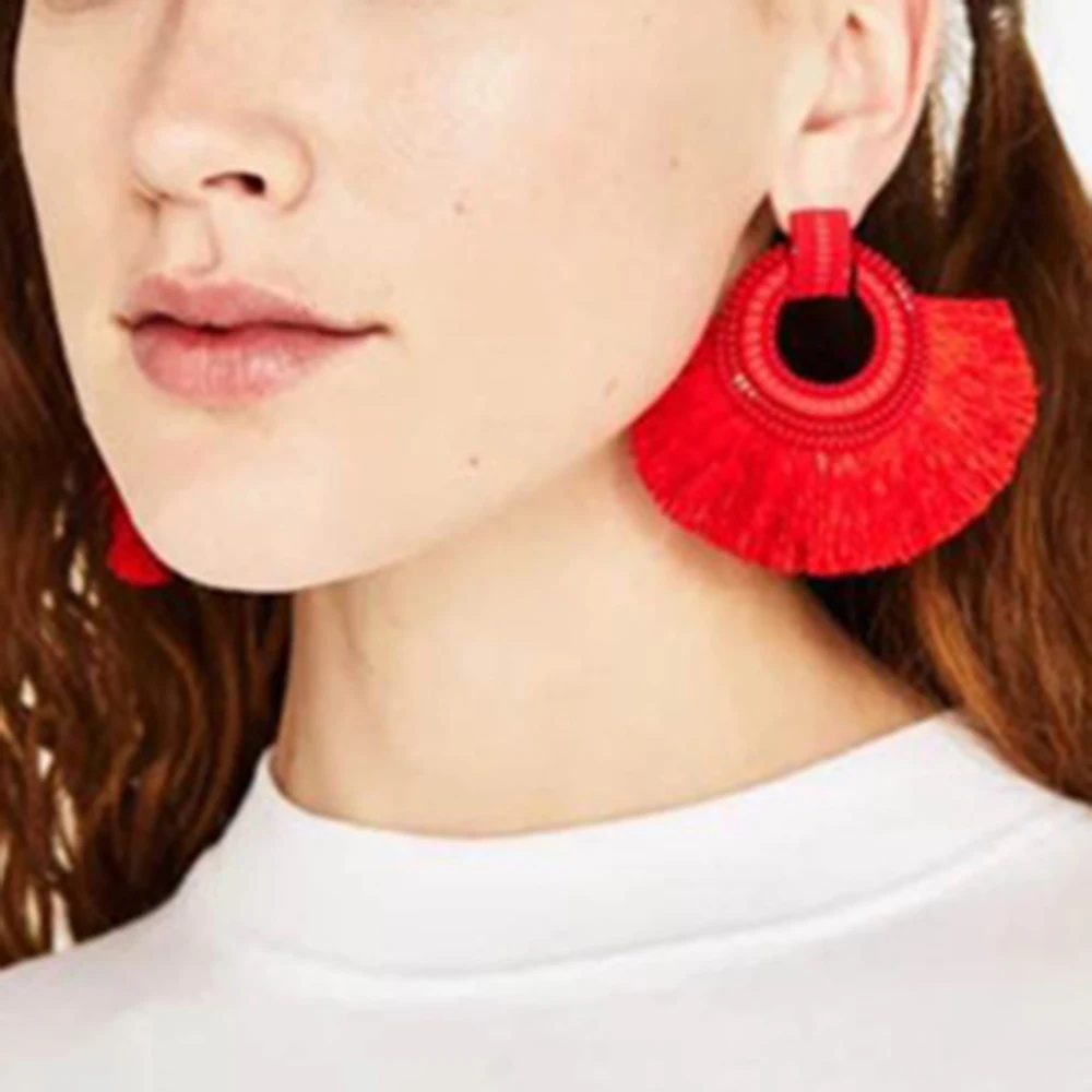 Модные серьги с кисточками для женщин однотонные серьги винтажного бохо-стиля с большой цепью для подарков на вечеринку или свадьбу.