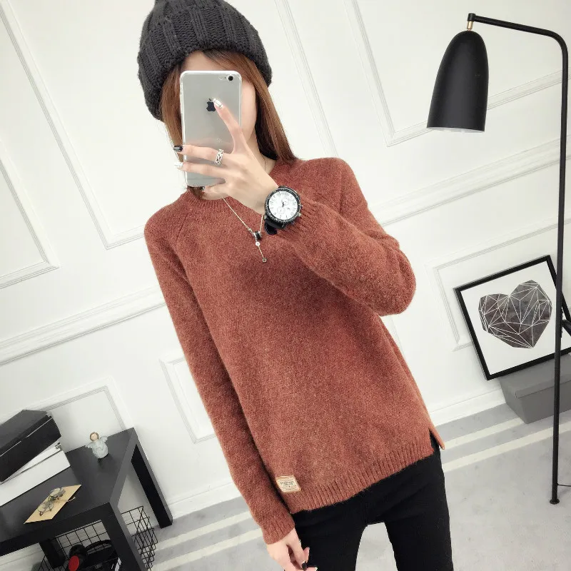 Женский свитер пуловер большого размера в Корейском стиле на осень и зиму 2019 |