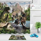 LB динозавр занавеска для душа и ковер натуральный пейзаж ванная комната экран Экстра длинная Водонепроницаемая полиэфирная ткань для детей декор для ванны