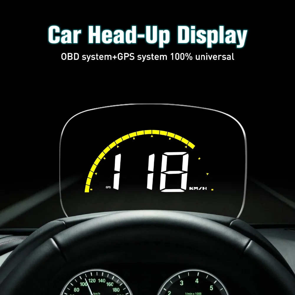 Автомобильный HUD Дисплей OBDII gps Спидометр 2,6 ''двойная система превышения скорости бортовой компьютер тире зеркало цифровой проекции C700S