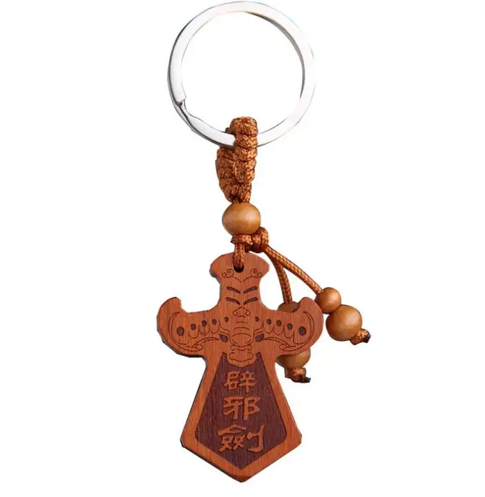 Китайский персиковый деревянный резной искусственный меч изысканный брелок для