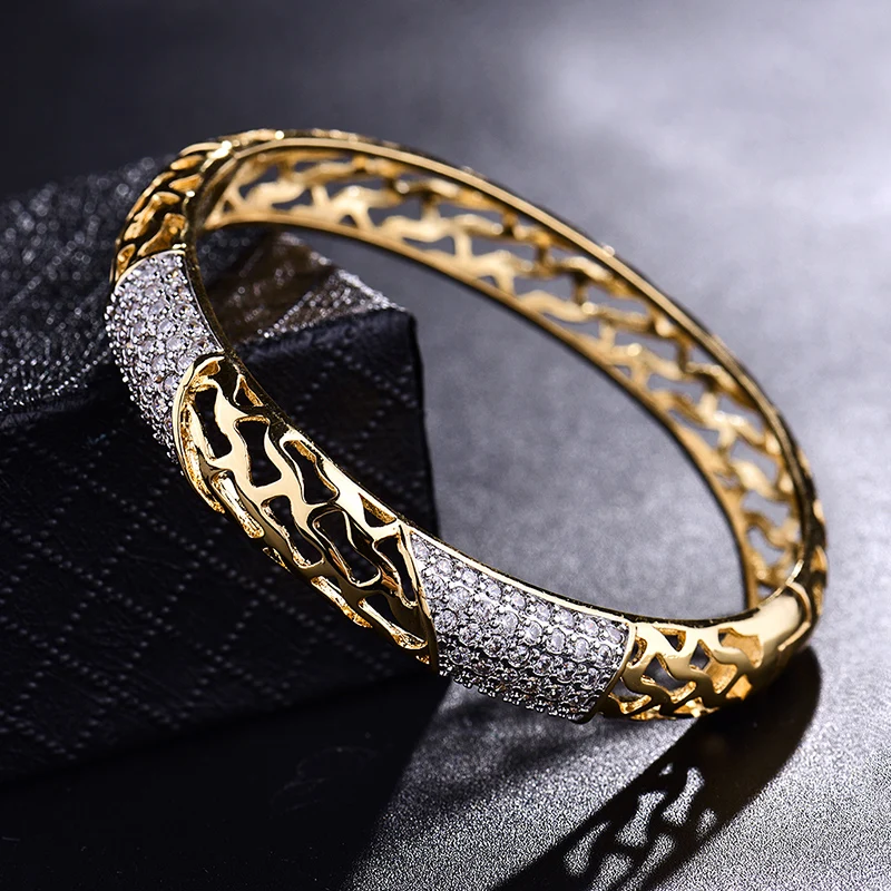 GULICX женский модный свадебный Кристалл золотого цвета браслет и браслеты для