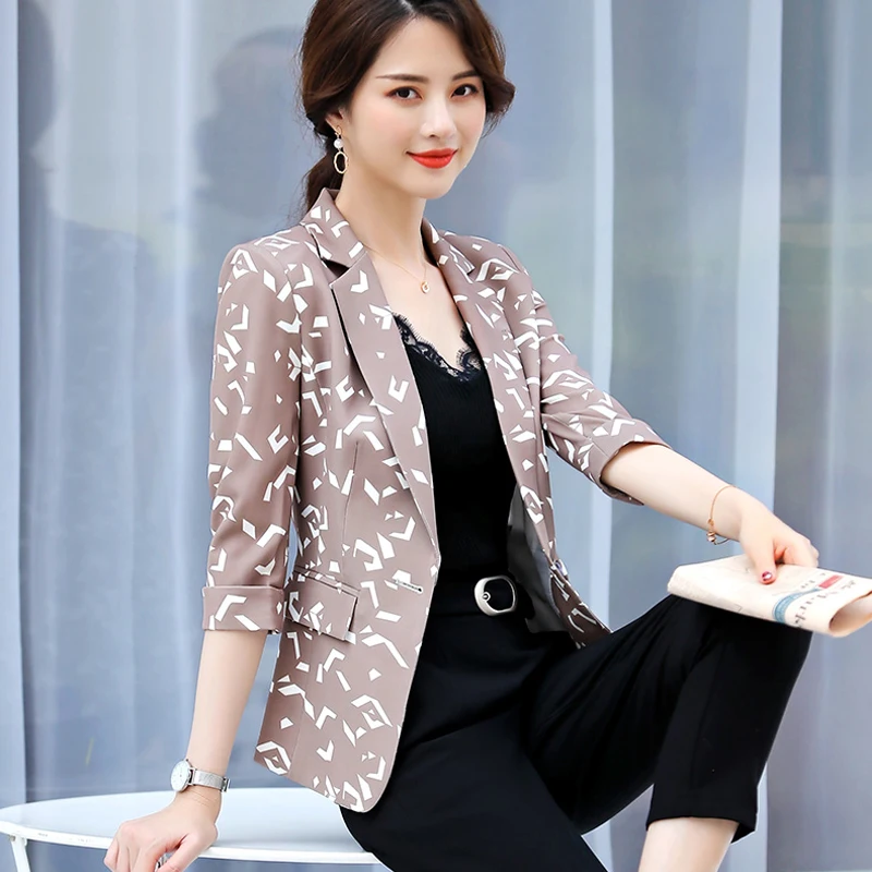 2019 Весна и лето новая мода Леопардовый принт тонкий женский костюм пуговица