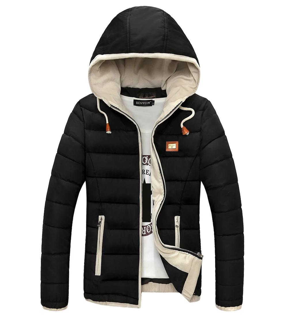 Утепленная зимняя мужская куртка с капюшоном Высококачественная облегающая