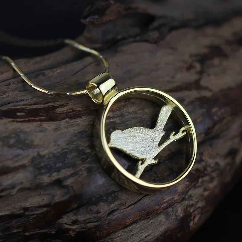 Поэтический стерлингового серебра 925 кулон Птица на ветке с клетка для птиц |