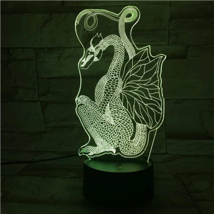 Мультяшный Динозавр Дракон 3D лампа светильник свет s LED USB настроение настольное