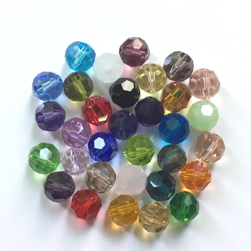 Factory Direct Wholesale 100pcs/Bag AAA2 32Fa Round Crystal Glass Bead 8MM Loose Beads AAA Grade for Jewelry Making 30 Colors|beaded watch band