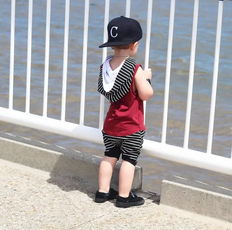 2 шт. топы с капюшоном и шорты в полоску | Детская одежда обувь