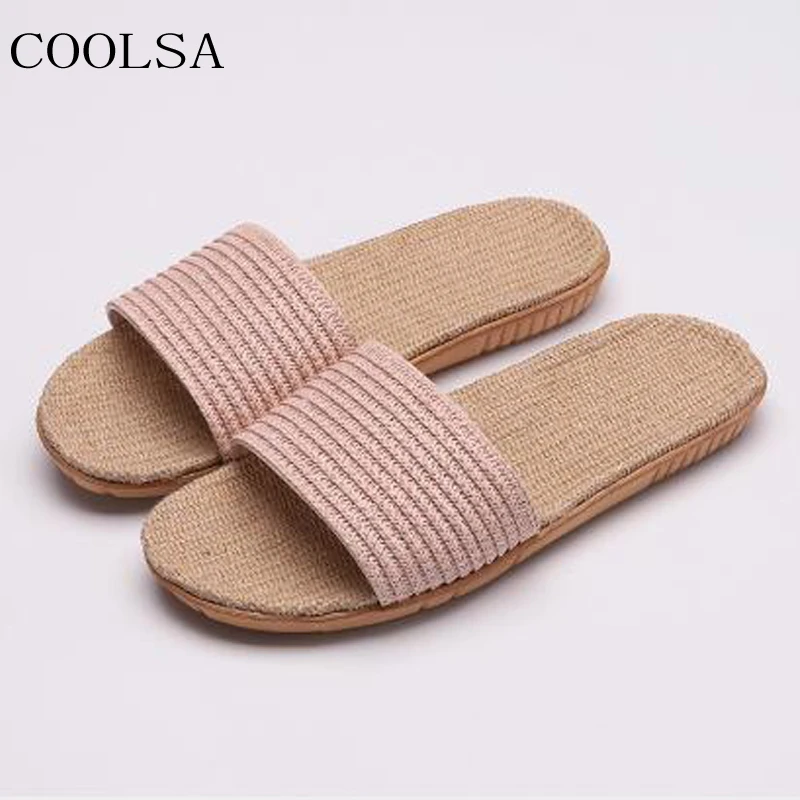 Женские летние однотонные льняные тапочки для пар; Домашние льняные тапочки для гостиницы и путешествий; женские шлепанцы; пляжные вьетнамки; сандалии на плоской подошве; Лидер продаж