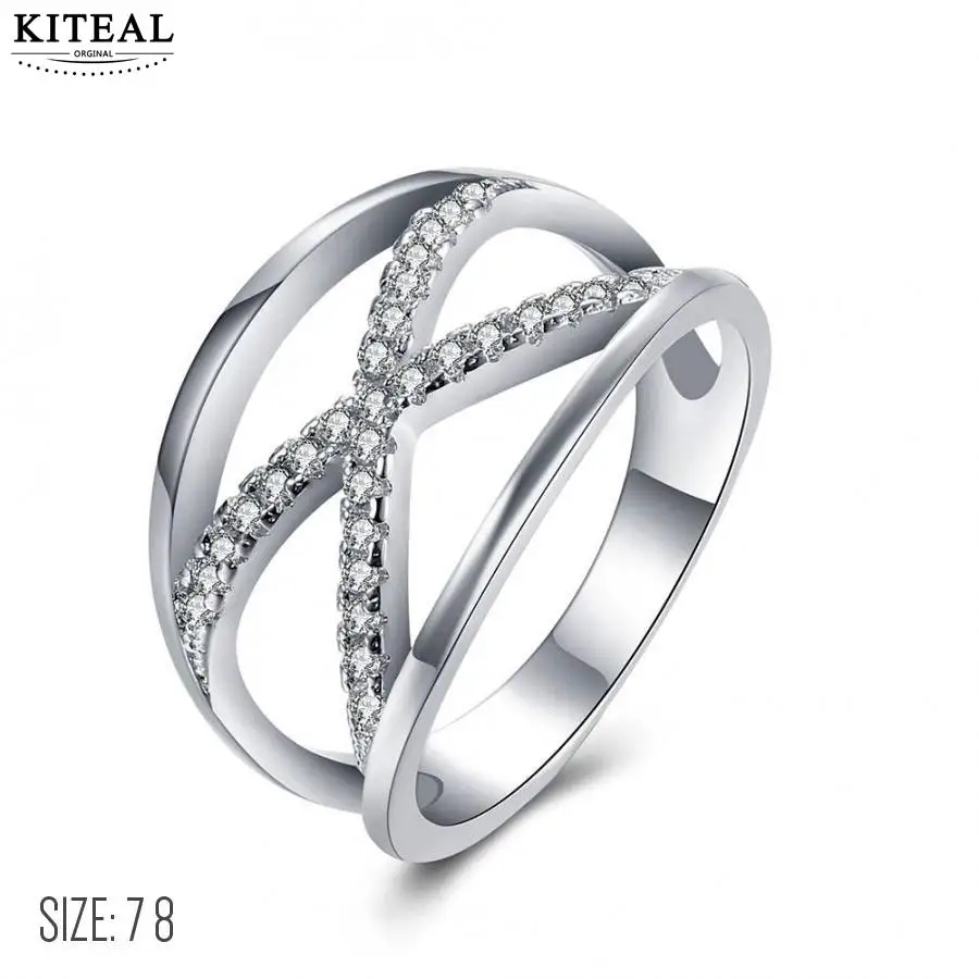 Женские кольца с серебряным покрытием KITEAL белые буквами X и в алфавитном стиле