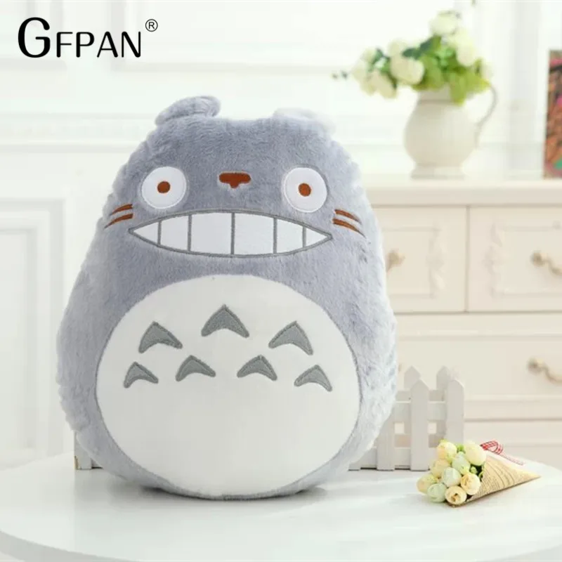 Серый GFPAN 1 шт., супер забавная семейная Подушка Totoro, мягкая подушка в виде животного, украшение для дома, милая серая, белая, синяя, черная детская подушка Totoro - Цвет: Серый