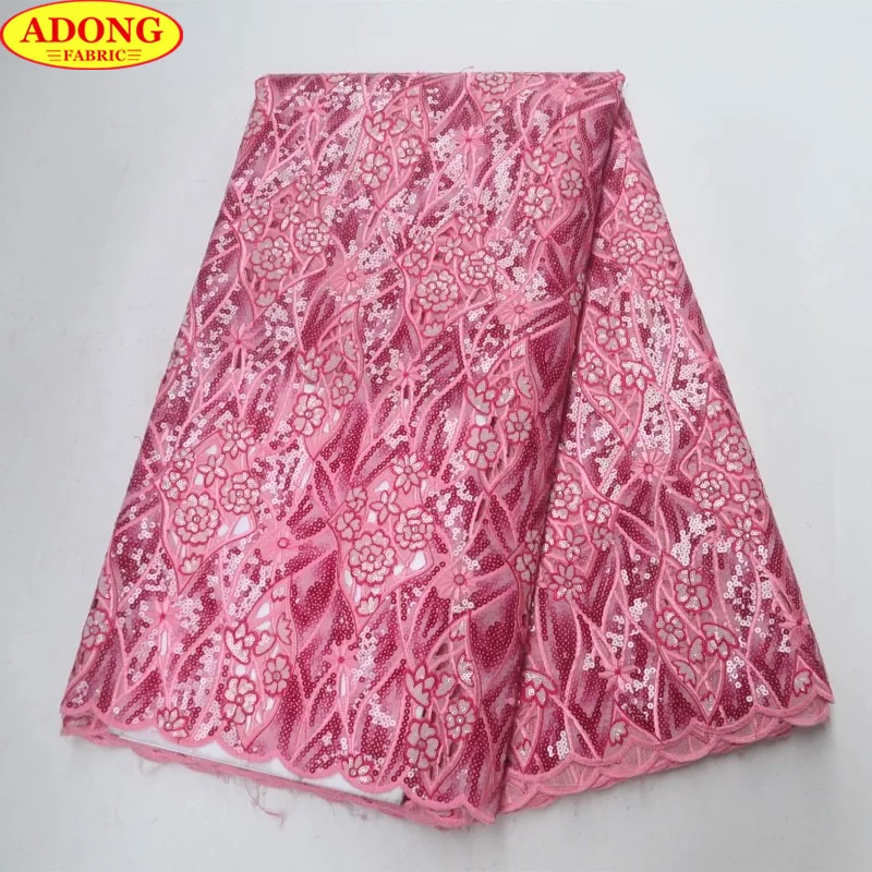 ADONG блестками розовый французского кружева ткани 2018 африканский тюль кружевной с