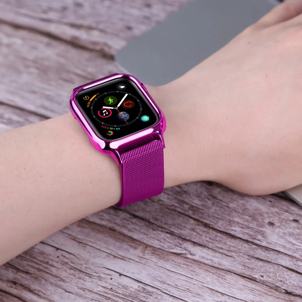 Миланская петля на магнитной застежке для Apple Watch Series 5, 4, чехол-браслет из нержавеющей стали, ремешок Ремешок для iWatch 40 мм, 44 мм, крышка ремешка