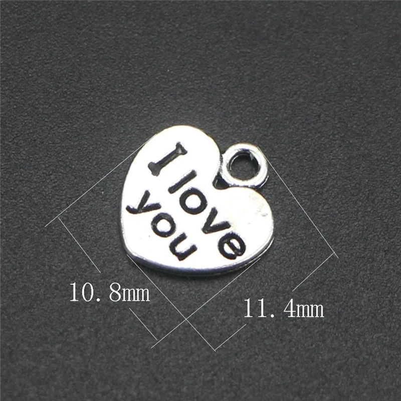 

10 шт./лот 11*11,4 мм античное серебро I love you шармы «сделай сам» рукоделие pandents Изготовление ювелирных изделий
