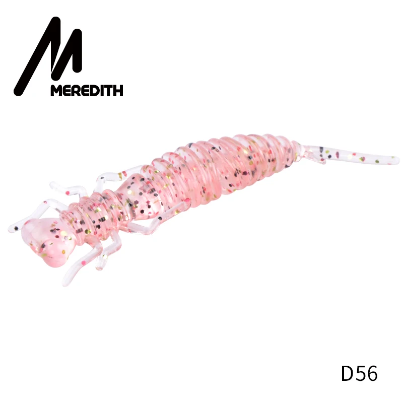 D56 MEREDITH 10 шт. приманки для ловли личинки 50 мм 0,9 г Мягкая Пластиковая наживка личинка пресноводные плавающие приманки мягкая силиконовая приманка червь для рыбалки - Цвет: D56