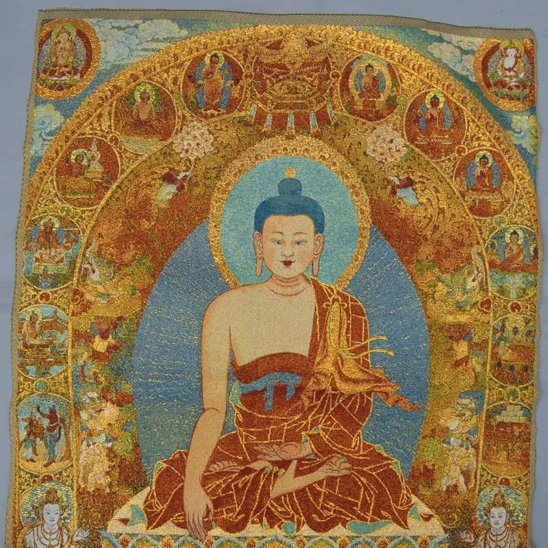 Коллекция тибетский Будда Статуи непальская портреты парча Картины шелк