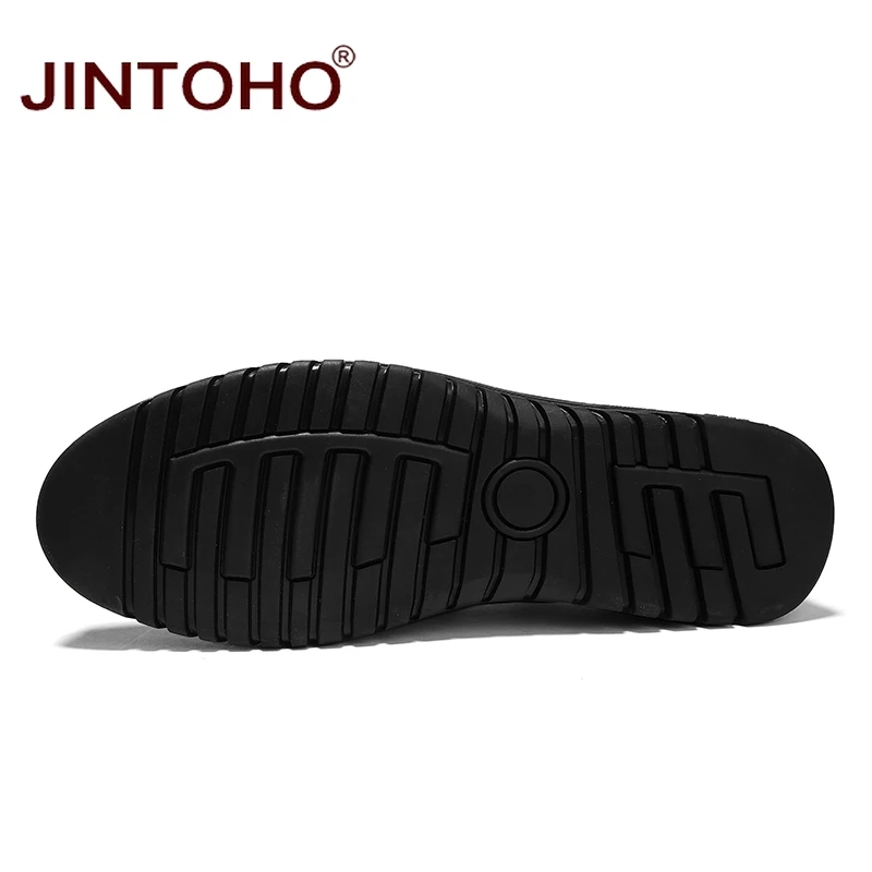 Туфли JINTOHO мужские из натуральной кожи лоферы без застежки Повседневная