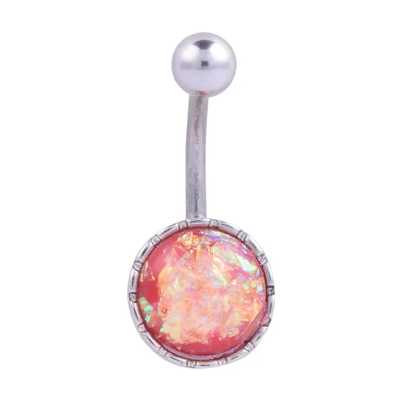14 г хирургическая сталь радужная смола опал пупка кольцо|belly button rings|opal belly ringbutton