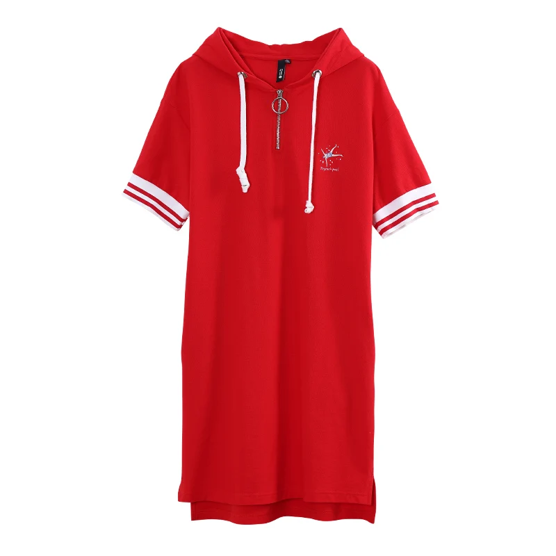Toyouth Лето Для женщин Повседневное с капюшоном короткий рукав платье Mini T Shirt