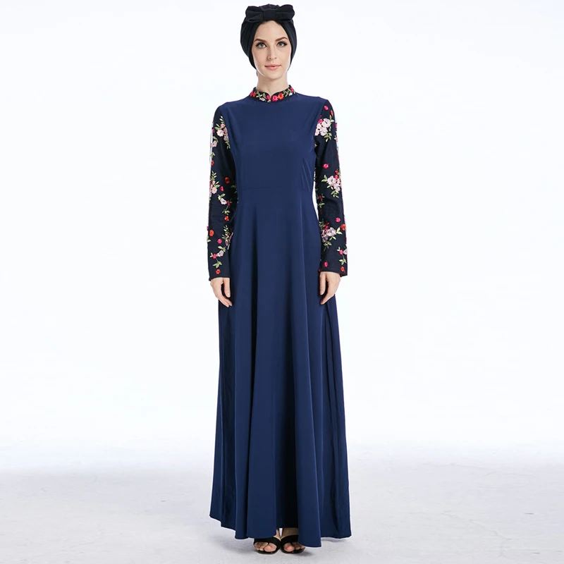 Buytiz ОАЭ сетки военно-морского флота мусульманских креп abaya Макси платье арабский