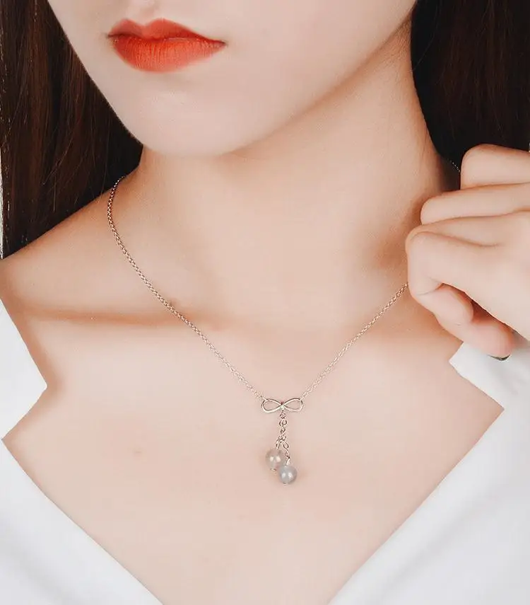 Женское ожерелье из серебра 100% пробы с кулоном в виде клубники и кварца|Ожерелья|