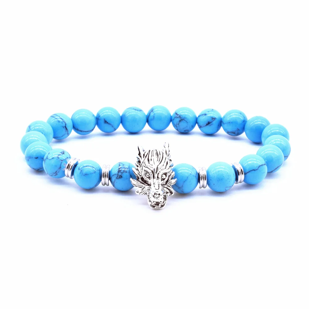 Браслет с бусинами из натурального камня для мужчин и женщин|head bracelet|wolf head braceletbead