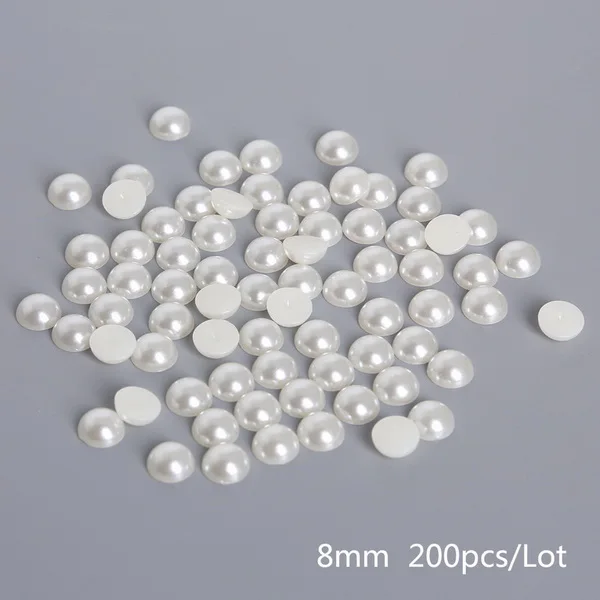 200pcs New 1.5mm-14mm Flatback Half Round Plastic ABS Imitation Beige Pearl Craft Beads For DIY Jewelry Craft Scrapbook Decoration - Цвет: 200pcs