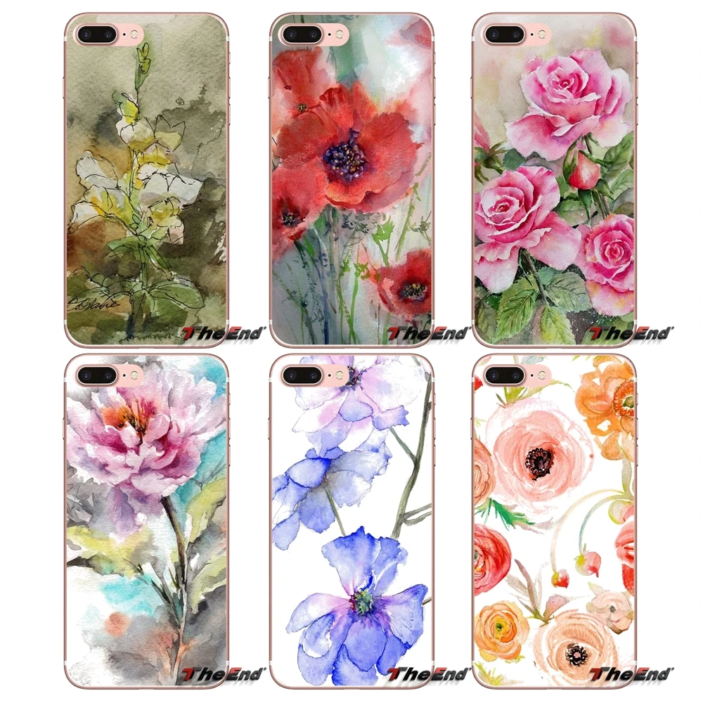 Силиконовый чехол для Xiaomi Redmi 4 3 3S Pro Mi3 Mi4 Mi4i Mi4C Mi5 Mi5S Mi Max Note 2 Flower WaterColor Painting|silicone