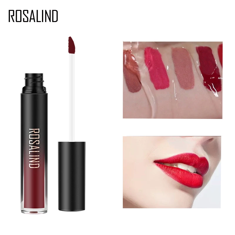Блеск для губ ROSALIND Красная губная помада винная матовая стойкий водостойкий