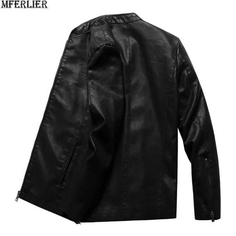 Мужские Куртки из искусственной кожи толстый флис большие размеры 6XL 7XL 8XL зимний